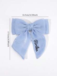 1 Stück personalisierte Textil-Haarschleife für Mädchen, blaue Netzschleife, Haarspangen mit individuellem Namen, beige Schleifenband, einfarbige Schleife mit Haarstyling-Clip, Einfarbige Haarspangen, lässiger Alltags-Haarschmuck, Kinderhaar-Accessoires