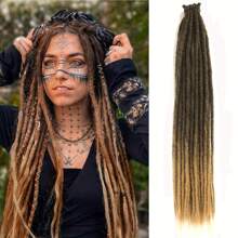 20 Stränge 24 Zoll synthetische Dreadlock Extensions Hippie-Stil einseitig gedreht Farbverlauf Blond 0,6 cm Breite Loc Extensions Reggae-Stil gehäkeltes Haar für Frauen, Halloween, Weihnachten