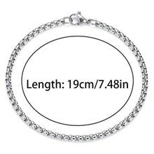 6pcs Simple Stainless Steel Chain Bracelet Set, Universal Daily Versatile Vacation Date Gift Casual Matching For Men And Women - Silver - View 8