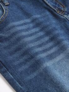 Tonårspojke Marinblå Casual Slitna Raka Ben Jeans