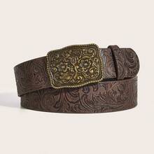 1 pieza Cinturón de mujer de estilo occidental con patrón de dragón en relieve de piel de PU, con incrustaciones de turquesa y ágata, de estilo bohemio, adecuado para vaqueros, Halloween, primavera, verano, otoño, invierno