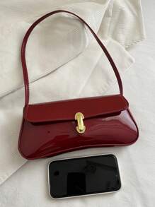 Women's Vintage Faux Oiled Leather Flap Decor One Shoulder Underarm Bag, Suitable For Dating, Outing, Party