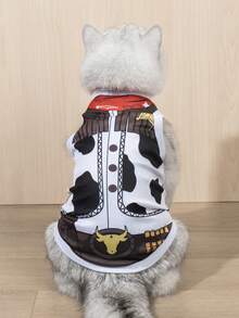LUCKIE LABO 1pc Multi-Color Cute Cowboy/Western Pattern Pet Vest, Anti-Flea, Reduce Shedding, Insulation, Breathable For Indoor & Outdoor Use, Cat/Dog - Multicolor - View 5