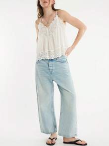 Women Tie Up Lace Trim Cami Tops Semi Sheer Crop Tops Y2k Girls Cute Summer Camisole Shirt Going Out Tops - 白色 - 查看 7