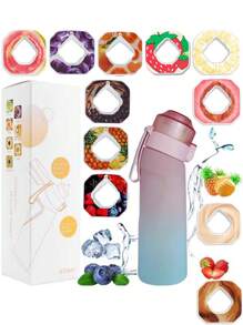 1pc 650ml Air Bottle Tritan Water Bottle Scented Pods Air Scent 0 Sugar Fruit Flavour Up Tritan Plastic Water Drink Bottle With Fragrance Drink More Water(One Water Bottle With A Random Flavor Fragrance Ring)