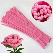 Paquete de valor de 100 piezas de limpiapipas de tela flexible de colores surtidos para suministros de manualidades y decoraciones caseras, juego de torsión con dos opciones de color, kits de flores de limpiapipas