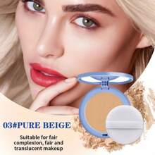 Polvo compacto multicolor, de larga duración, resistente al agua y al sudor, control de grasa, ligero, transpirable, apto para todos los tonos de piel, incluye borla, regalo ideal para maquillaje natural