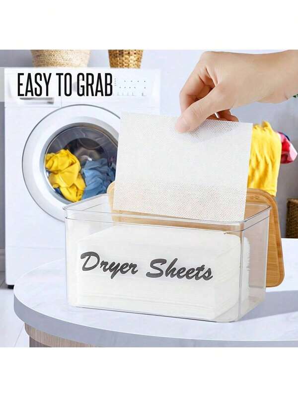 1pc Laundry Detergent Storage Box With Lid, Stores Absorbent Pads & Detergent Pods, Household Essential