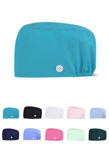 1 pièce Casquette de travail ajustable de couleur unie pour femmes/casquette d'infirmière, design réglable pour le printemps, l'été, l'automne et l'hiver, antibactérien et anti-poussière, convient au personnel médical comme les médecins, les infirmières et les travailleurs de nettoyage