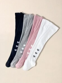 1/4 件女童轻质纯色打底裤，带有可爱的心形图案 - 柔软、有弹性且舒适，适合学校、休闲装和日常服装，仅可手洗，非常适合春季和秋季，青少年校服 | 耐用的青少年服装 - 彩色 - 查看 1