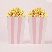 10pcs/20pcs/50pcs Pastel Pink Popcorn Boxes Small Pink And White Striped Paper Popcorn Bags Candy Containers For Princess Birthday Wedding Bridal Shower Gender Reveal Party Favor Supplies - Pink - View 3