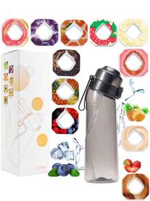 1pc 650ml Air Bottle Tritan Water Bottle Scented Pods Air Scent 0 Sugar Fruit Flavour Up Tritan Plastic Water Drink Bottle With Fragrance Drink More Water(One Water Bottle With A Random Flavor Fragrance Ring)