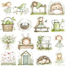 1 paquete de pegatinas decorativas con estilo de niña rural vintage y encantadora para scrapbooking, diario, álbum de fotos, manualidades y útiles escolares