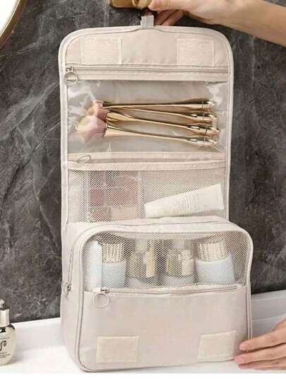 1 件带钩的挂式盥洗包、化妆包、化妆包、商务旅行便携式旅行收纳包、带手柄的可折叠化妆包、化妆工具包、浴室包、旅行包、大学宿舍包、尼龙包、时尚包、女士包、男士包、妈妈礼物包、宿舍必需品旅行必需品旅行配件返校钱包夏季沙滩包汽车配件旅行包