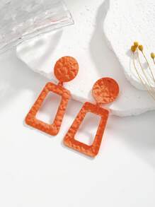 1 par de brincos geométricos minimalistas e modernos em laranja