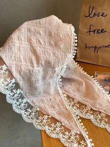 1pc Summer Floral Headband/Headscarf, Lightweight, Vintage, Lace Triangle Scarf For Women, French Style Bandanas Head Bandana Hair Scarf