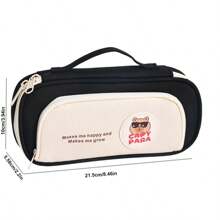 High-End Large-Capacity Pencil Case Simple Multifunctional Bear School Office Storage Stationery Items Multifunctional Canvas Pen Bag Zipper Pencil Case For School, Back To School, School Supplies, Pencil Pouch, School Bag