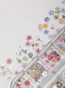 1 Box 240pcs 3D Wood Pulp Flower Nail Art Decorations And Butterfly Nail Art Flower Decorations, Suitable For Nail Art Decoration And DIY Craft Design, Valentine's Day Gifts, Gifts For Friends And Close Friends, Makeup Styling Supplies, Suitable For Enhancing The Charm Of Women's Nails, Nail Art Supplies, Nail Art Products.