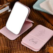 Custom Name Square Makeup Mirror - Personalized Bridesmaid Gift With Logo, Portable Folding Travel Mirror, Compact Pocket Mirror For Women, Wedding Party Favors, Engraved Cosmetic Mirror,Graphic Print
