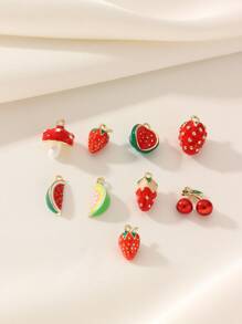 8pcs Copper Alloy Fruit Charms, Minimalist & Cute, Suitable For Party Decoration