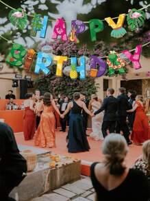 Pancarta de cumpleaños feliz de verano con tema de flamingo hawaiano, hoja de palma y Aloha para decoración de fiesta de cumpleaños de verano tropical