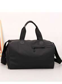 Sac fourre-tout imperméable pour hommes, avec un compartiment à chaussures indépendant, grand sac à bandoulière noir de grande capacité, sac à bandoulière, bagage de couleur unie simple, multifonctionnel, pour les étudiants, les adolescents, les étudiants de première année, la dortoir universitaire, pratique, retour à l'école, vacances, voyage