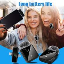 Type-C Wireless Lavalier Microphone, Plug And Play, 2.4G Ultra-Low Latency, Built-In Noise Cancellation Chip, Suitable For Video Recording, Interviews, Podcasts, Vlog, 300mAh Rechargeable Battery - Black - View 8