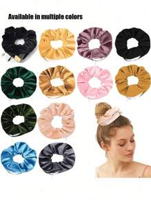 8pcs-Multi-Functional Hair Tie Storage Pouch - Portable Money Hider & Organizer, Non-Waterproof,Zippered Velvet Scrunchie Elastic Hair Tie With Secret Pocket For Keys, Cash, Lipstick,Headset,Accessory Storage - Fashionable Polyester Hair Band Accessory,Secure Money Hide-Away Hair Tie - Anti-Theft, Discreet Storage Band