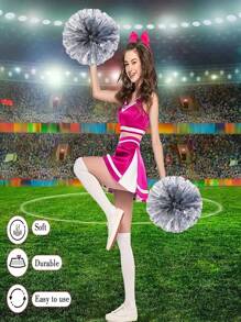 1 Stück silberfarbener Cheerleading Farbblumen-Pompon für Bankette, Fußball, Basketball, Sportveranstaltungen, Anfeuern