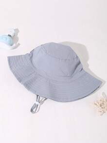 2 chiếc mũ chống nắng màu trơn cho trẻ em, có dây buộc cằm, mũ tai bèo chống tia UV mùa hè đi biển. - Nhiều màu - Xem 5