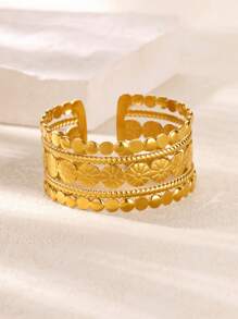 1PC Stainless Steel Multi-Layer Sun Bracelets For Women Gold Color Opening Sun Bangle Wedding Party Classic Jewelry Gift