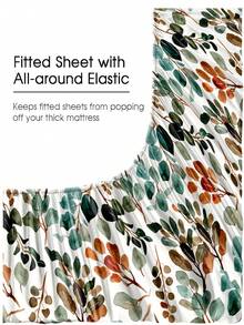 4pcs Plant Leaf & Floral Pattern Bedding Set, Soft Microfiber Easy Care Bedding Set, Floral Pattern Bed Sheet Set (1 Bed Sheet + 1 Fitted Sheet + 2 Pillow Shams), Garden Floral Fitted Sheet Set, Multiple Sizes Available, Deep Pocket Bed Sheet, Pillow Shams Up To 11.8 Inches, Soft & Breathable - Multicolor - View 6