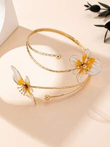 Aretes de flor de hierro con esmalte, anillo y pulsera con textura de arruga y brillo, estilo vintage, elegante y de lujo. Se venden individualmente o como un conjunto, adecuados para regalo, fiesta, banquete y uso diario