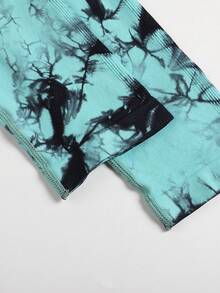 1 件女式加大码高腰性感健身运动瑜伽弹力速干瘦身紧身裤，多功能骑行打底裤扎染绿色紧身裤