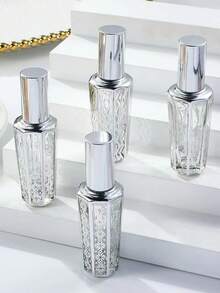 1pc 15ml Portable Glass Perfume Bottle With Gold Floral Pattern - Gold - View 7