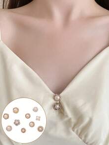 10 件防滑纽扣用于固定衣服和调整腰部和收衣服珍珠胸针扣无缝纽扣学校 - 彩色 - 查看 3
