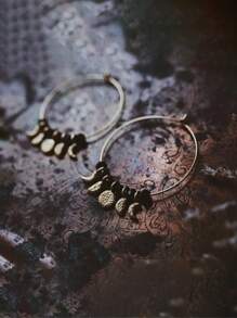 2 brincos de argola estilo boho com pedras preciosas pretas e lua dourada, brincos de liga para mulheres, adequados para sair, festas, uso diário