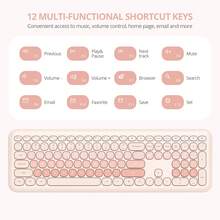 Quiet Wireless Keyboard And Mouse, Retro Typewriter-Style Full-Size Colorful Keyboard And Mouse Combo, Slim Design, Low-Noise Typing For Windows PC Laptop - Orange - View 4