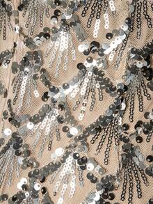 Women's Evening Party Dress, Mesh & Sequin, Zipper Back, Detachable Shoulder Strap, With Bust Pad - Apricot - View 4
