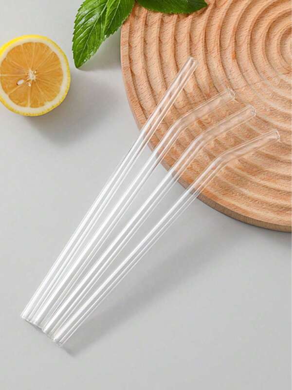 Set da 5 pezzi di cannucce in vetro borosilicato trasparente e riutilizzabili, resistenti al calore, kit di cannucce per bicchieri d'acqua, attività quotidiane e feste, forniture per il rientro a scuola