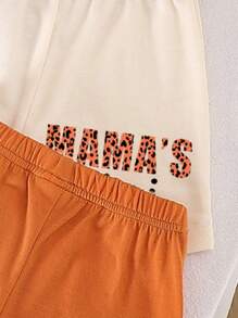 Conjunto de 6 piezas de top y pantalones cortos casual y lindo con estampado de letras y gráficos para bebé niña, comodidad de verano