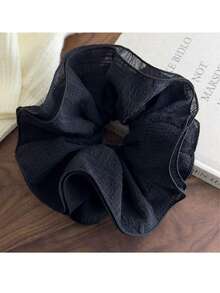 1 pieza Scrunchie arrugado de primavera temprana, lazo de pelo elegante y femenino, accesorio de pelo con flor elegante para mujer, decoración de pelo para vacaciones, cuerda de pelo con flor grande y ondulada, lazos de pelo rosa/blanco/azul claro, casual, accesorio para la cabeza, coletero, banda elástica - Multicolor - Ver 10