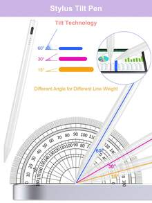 This Stylus Is Compatible With , It Is A Stylus As Well As An  Accessory, Suitable For 2022  10th/11th Generation (A16 Chip)/Air4/5/6 10.9 Inch Models, High Sensitivity Touch Control Without Bluetooth Connection. The Pen Tip Can Draw Lines Or Shading Effects Of Different Thicknesses According To The Angle. - White - View 10
