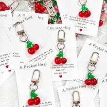 1/5/10pcs Cute Fruit Design Pocket Hug Card Gift Set, Apple/Strawberry/Cherry Shaped Keychain Charm, Backpack Decor, Wedding Party Favors, Encouragement Tokens, Home Decorations, Gifts For Family, Friends, Wedding Guests, Special Birthday, Wedding, Valentine's Day, Graduation, Back To School