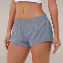 Women's Low-Rise Workout Shorts - Lightweight Quick-Dry Athletic Shorts With Zip Pocket, Built-In Liner For Running, Yoga, Gym - 灰色 - 查看 4