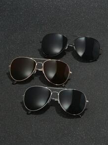 3pcs Metal Aviator Frame Everyday Casual Wear, Travel, Cycling Decorative Fashion Glasses