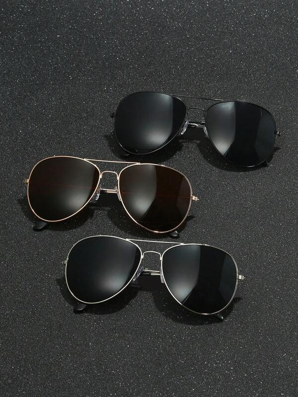 3pcs Metal Aviator Frame Everyday Casual Wear, Travel, Cycling Decorative Fashion Glasses