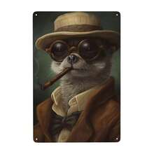 1pc/3PCS Funny Animal Smoking Vintage Metal Sign Retro Dog Giraffe Tin Sign For Home Wall Decor Bar Bedroom Gift 8x12 Inch Frameless Artistic Style Frame Vintage - Multicolor - View 25