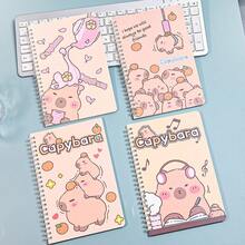 Cuaderno de espiral con lindo diseño de capibaras de dibujos animados, tamaño A5 para el trabajo, la escuela, la escritura, útiles escolares, regreso a clases - A5 - Ver 1