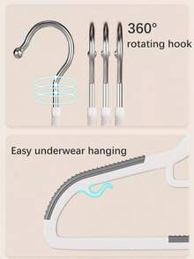 5/10pcs Household Non-Slip And Traceless Hanger With Underwear Hook, Plastic Hanger Saves Space And Rotates 360°, Suitable For Sweaters, Suits, Dresses, Underwear, Camisole, Pants, Ties, Clothes Drying Supplies - Multicolor - View 6